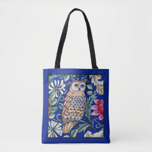 Tote Bag Tapisserie de hibou de William Morris, beige et