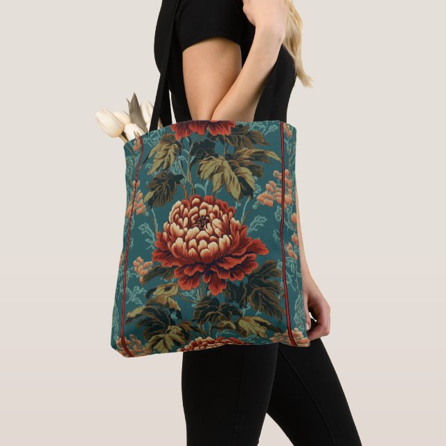 Tote Bag Tapisserie de Peony impériale (De près)