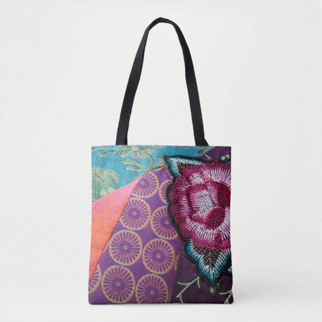 Tote Bag tapisserie rose (Devant)