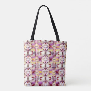 Tote Bag Tapisserie Tribale rose, Brown, jaune et blanche
