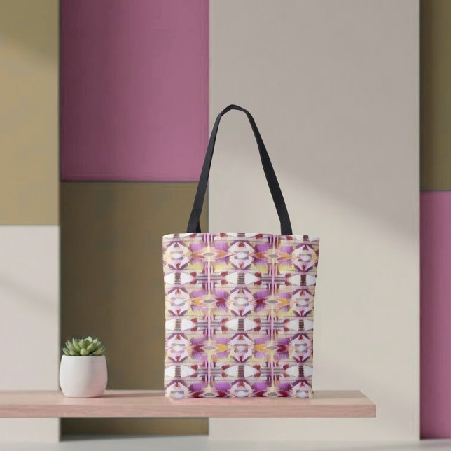 Tote Bag Tapisserie Tribale rose, Brown, jaune et blanche (Créateur téléchargé)