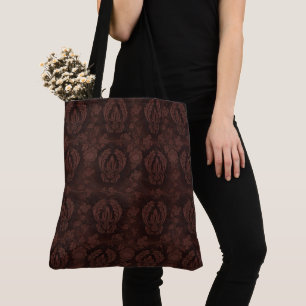 Tote Bag Tapisserie victorienne Vintage Damask Motif Brown
