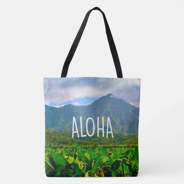 Tote Bag Taro Fields, Hanalei, Kauai, Hawaiian Beach Bag (Devant)