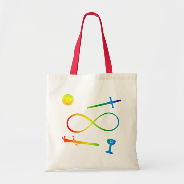 Tote Bag Tarot Lemniscate : Magicien & Éléments Arc-en-ciel (Devant)
