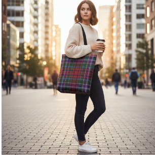 Tote Bag Tartan des Highlands - Carreaux Rouges et Verts Ru