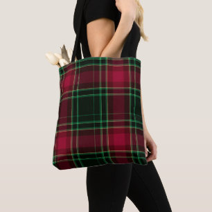 Tote Bag Tartan festif en framboise et vert