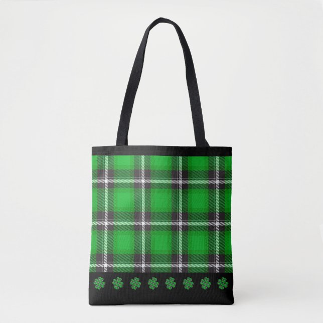 Tote Bag Tartan irlandais Jour de la St Patrick vert (Devant)