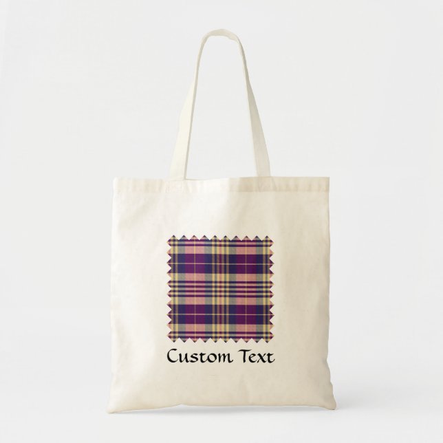 Tote Bag Tartan mauve, or et bleu (Devant)
