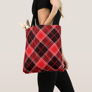 Tote Bag Tartan noir rouge