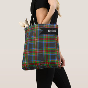 Tote Bag Tartan Plaid du Clan Stewart Stuart Noir