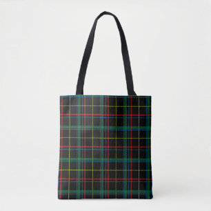 Tote Bag Tartan plaid motif, vert et rouge,