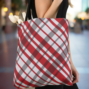 Tote Bag Tartan rouge blanc et gris
