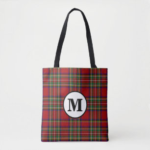 Tote Bag Tartan Royal Stewart Plaid Clan Écossais Monogramm