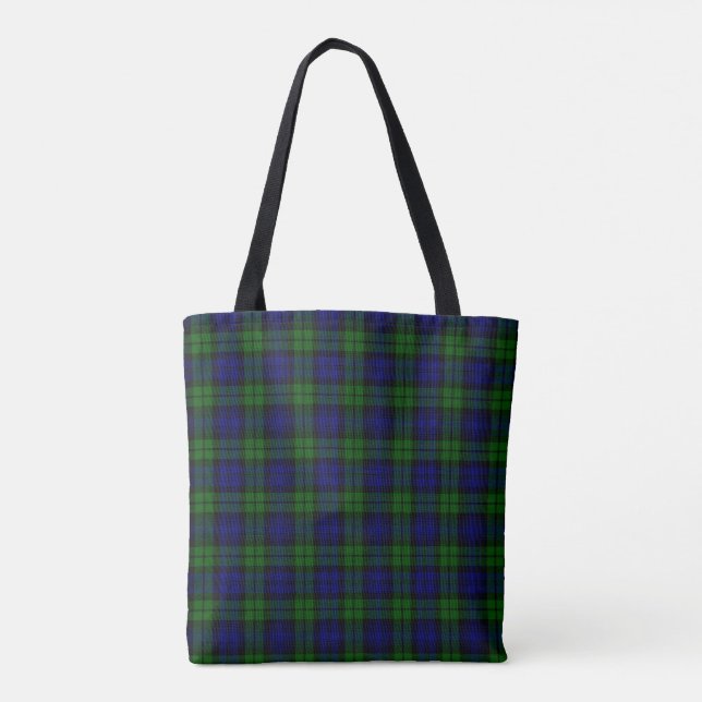 Tote Bag Tartan vert et marine (Dos)