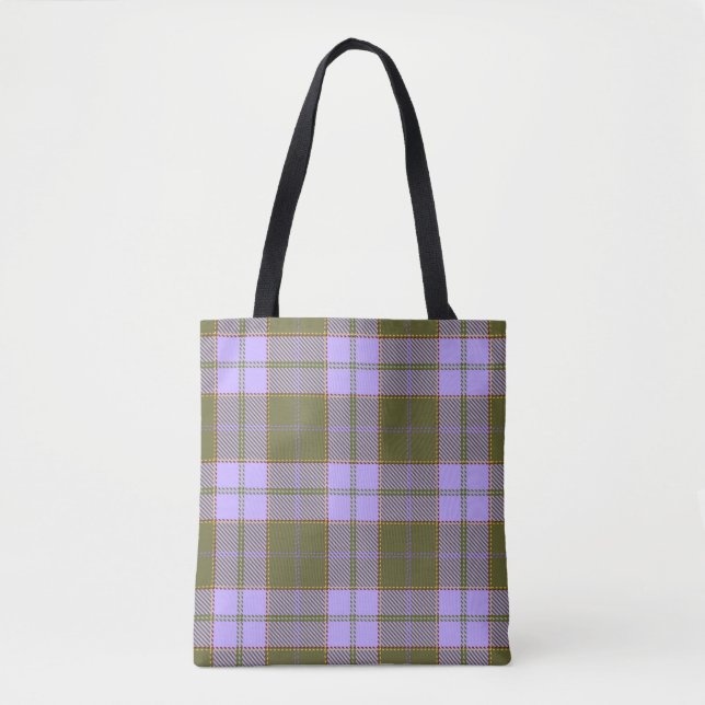 Tote Bag Tartan vert et violet Plaid écossais sans fil Pa (Devant)