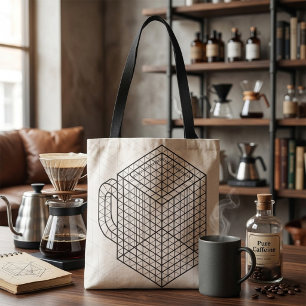 Tote Bag Tasse de café géométrique Art de grille isométriqu