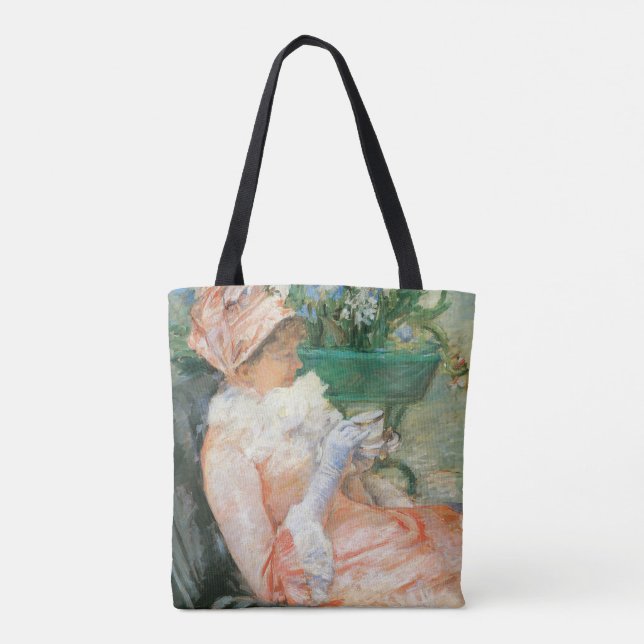 Tote Bag Tasse de thé par Mary Cassatt, Impressionnisme Vin (Dos)