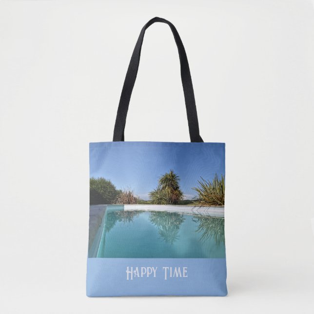 Tote Bag Tasse Latte Teintes Bleues (Devant)