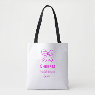 Tote Bag Tasse violet rose ruban mariage nom 