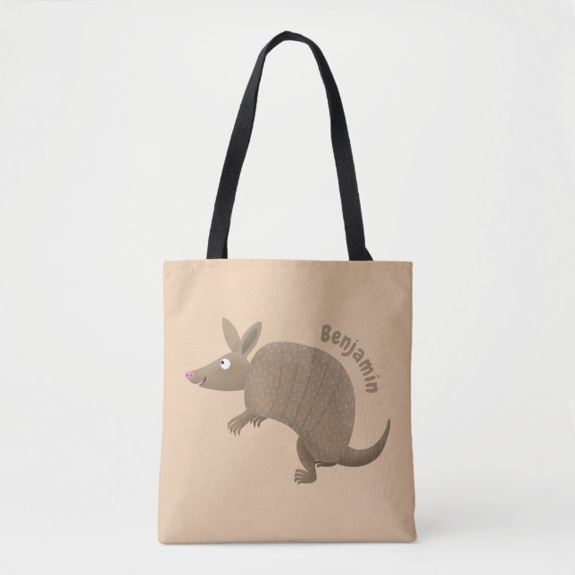 Tote Bag Tatou drôle illustration de dessin animé heureux (Devant)