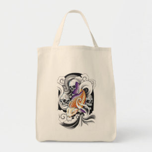 Tote Bag Tatouage oriental frais de crâne de carpe de Koi