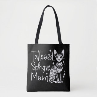 Tote Bag Tatouage Sphynx Maman Cadeau Chat