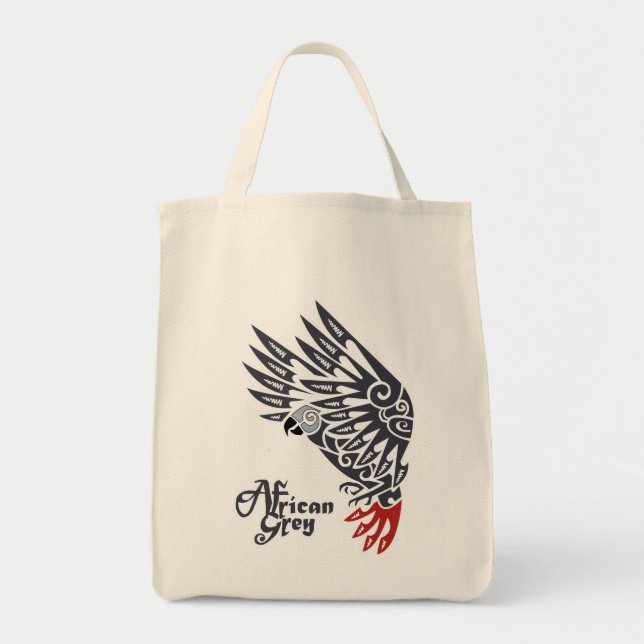 Tote Bag Tatouage tribal de perroquet de gris africain (Devant)