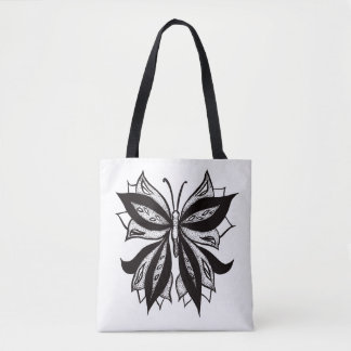 Tote Bag Tatouage Tribal Noir Et Blanc Papillon