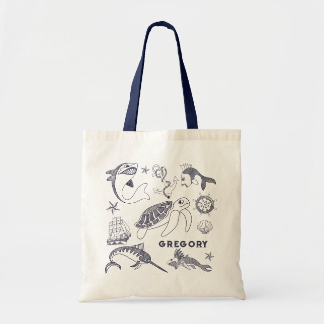 Tote Bag Tatouages Nautiques Vieux Sailor Personnalisés (Devant)