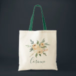 Tote Bag Taupe Aquarelle Bouquet Floral Bridesmaid<br><div class="desc">Joli sac fourre-tout de bouquet floral taupe neutre,  personnalisé avec son nom. Bouquet,  élégantes fleurs taupe et feuillage vert tendre. Un cadeau parfait pour demoiselles d'honneur,  femme de ménage d'honneur,  fille de fleurs etc..</div>