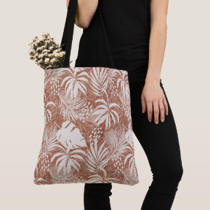 Tote Bag Taupe de Rose Feuille Palm blanc