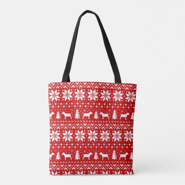 Tote Bag Taureau minier Motif de Noël Rouge (Dos)