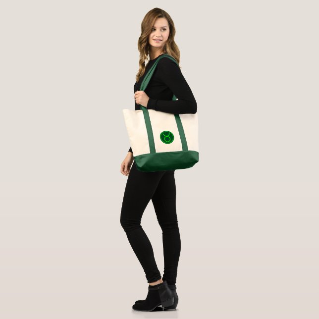 Tote Bag Taureau Symbole du zodiaque Contraste vert (Devant (modèle))