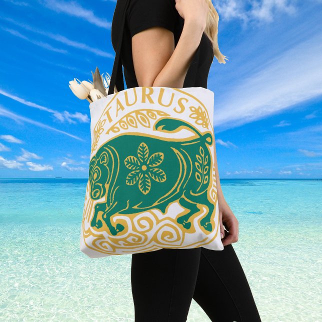 Tote Bag Taurus Signe du zodiaque sur un (Star sign Taurus on a Shoulder Bag)