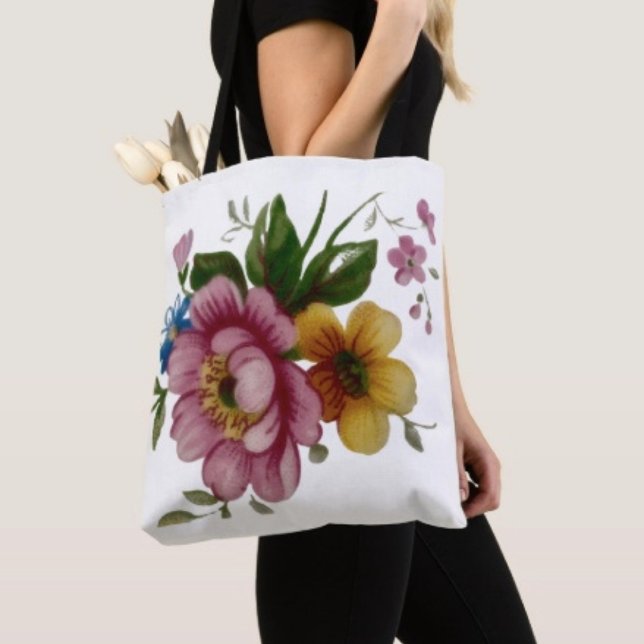 Tote Bag Tea Cup Floral Bouquet (Créateur téléchargé)