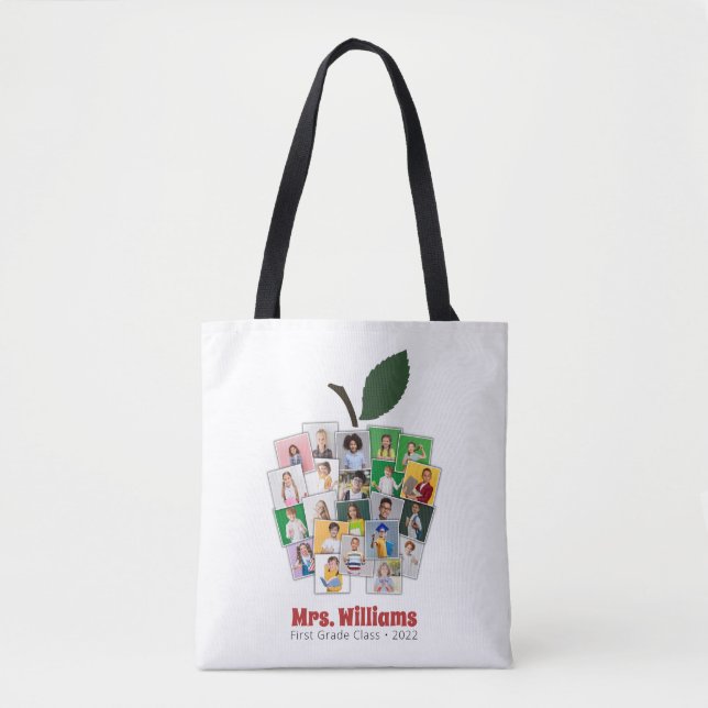 Tote Bag Teacher Apple Collage Cadeau de l'enseignant 22 Ph (Devant)
