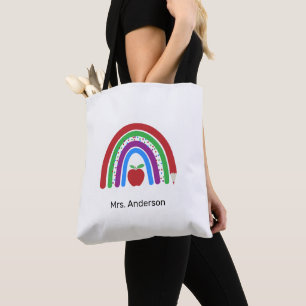 Tote Bag Teacher couleur mignon arc-en-ciel
