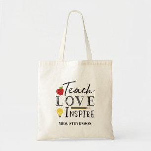 Tote Bag Teacher quote apple and pencil gift