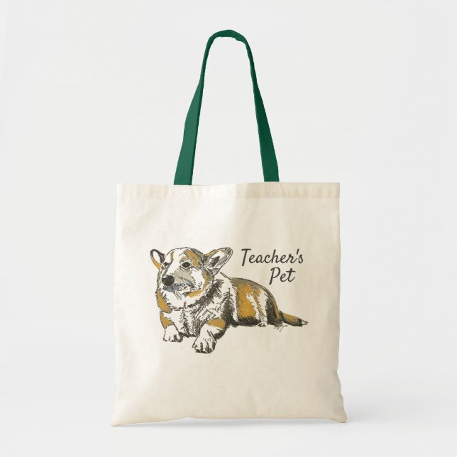 Tote Bag Teacher's Pet Welsh Pembroke Corgi fun (Devant)