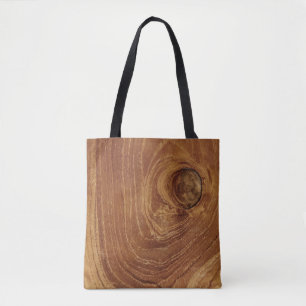 Tote Bag Teak Rustique Grain de Bois Brun Motif Photo de la
