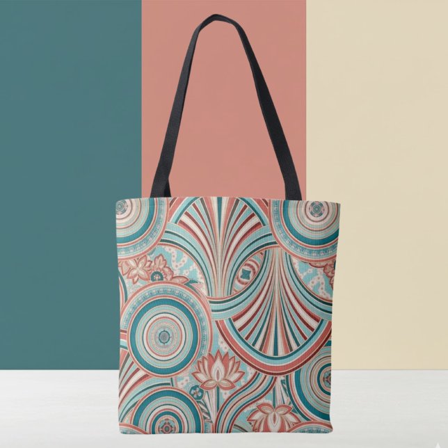 Tote Bag Teal et Coral Nouveau Flow (Créateur téléchargé)