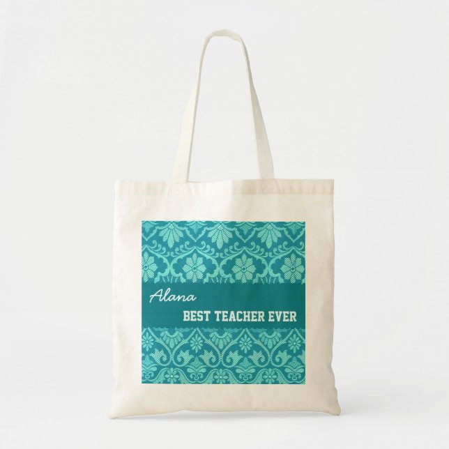 Tote Bag Teal et meilleur nom toujours fait sur commande (Devant)