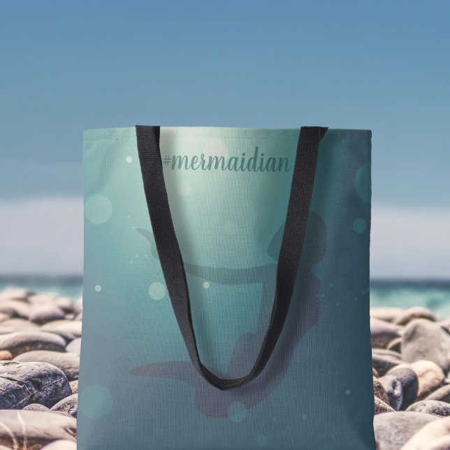 Tote Bag Teal Mermaid Tote (Add your name to this teal mermaid tote bag and off to the beach you go)