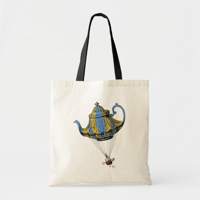 Tote Bag Teapot volant 3 bleu et jaune (Devant)