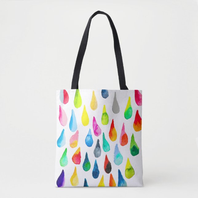 Tote Bag Teardrops watercolor colorful whimsical (Devant)