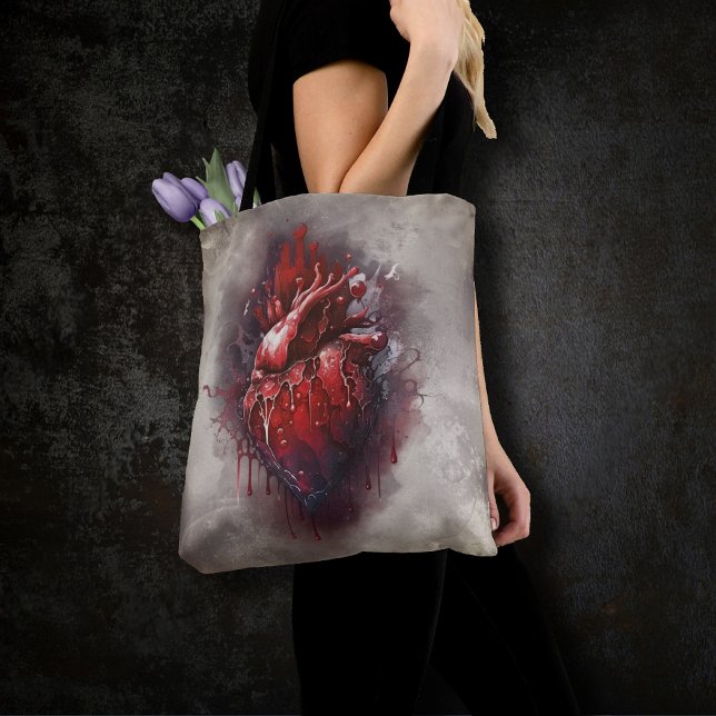 Tote Bag Técherie | Coeur avec goutte rouge et or saignant (Créateur téléchargé)