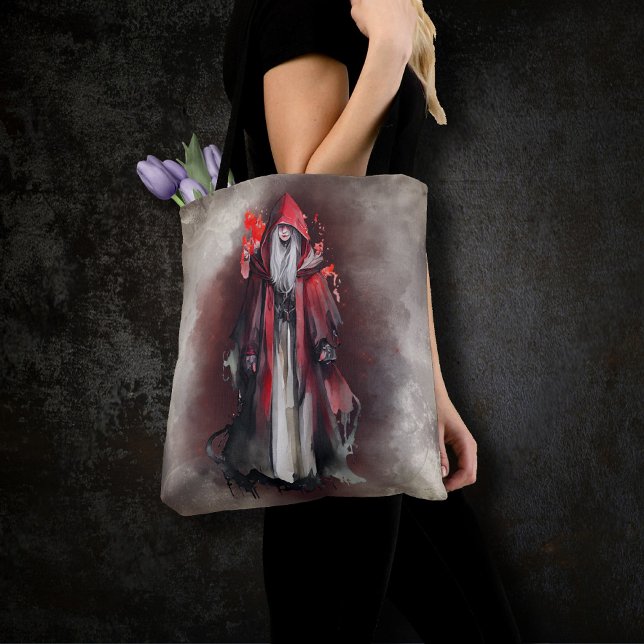 Tote Bag Técherie | Sorcière rouge aux ombres gothiques du  (Créateur téléchargé)