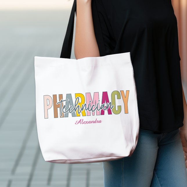 Tote Bag Technicien en pharmacie personnalisé Gras Arc-en-c (Créateur téléchargé)