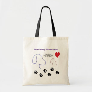 Tote Bag Technicien vétérinaire - empreintes de pattes sur