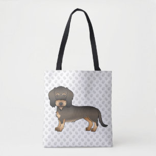 Tote Bag Teckel à poil dur sanglier de dessin animé & patte